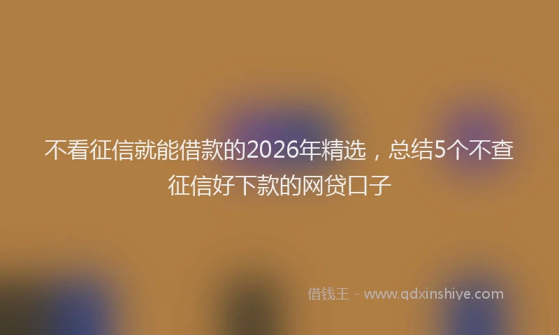不看征信就能借款的2026年精选，总结5个不查征信好下款的网贷口子