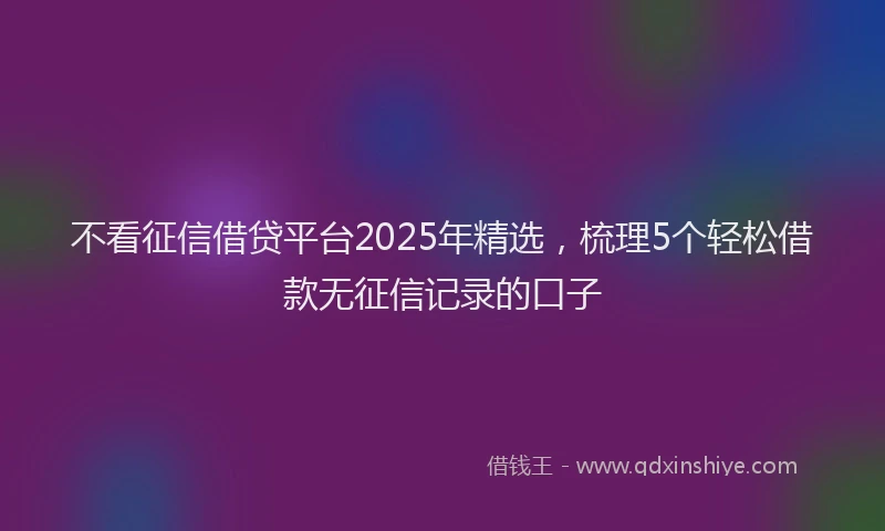 不看征信借贷平台2025年精选，梳理5个轻松借款无征信记录的口子