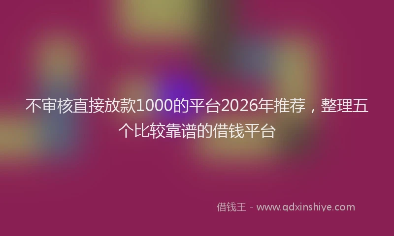 不审核直接放款1000的平台2026年推荐,整理五个比较靠谱的借钱平台