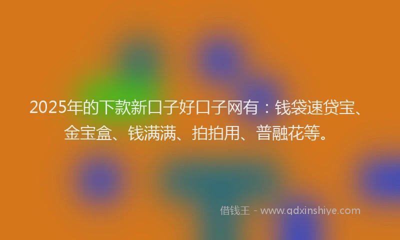2025年的下款新口子好口子网有：钱袋速贷宝、金宝盒、钱满满、拍拍用、普融花等。