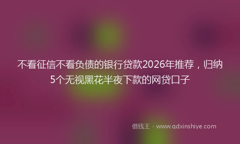 不看征信不看负债的银行贷款2026年推荐,归纳5个无视黑花半夜下款的网贷口子