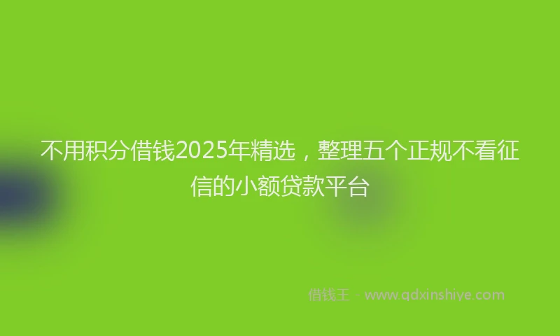 不用积分借钱2025年精选,整理五个正规不看征信的小额贷款平台