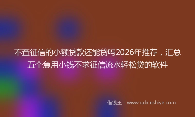 不查征信的小额贷款还能贷吗2026年推荐,汇总五个急用小钱不求征信流水轻松贷的软件