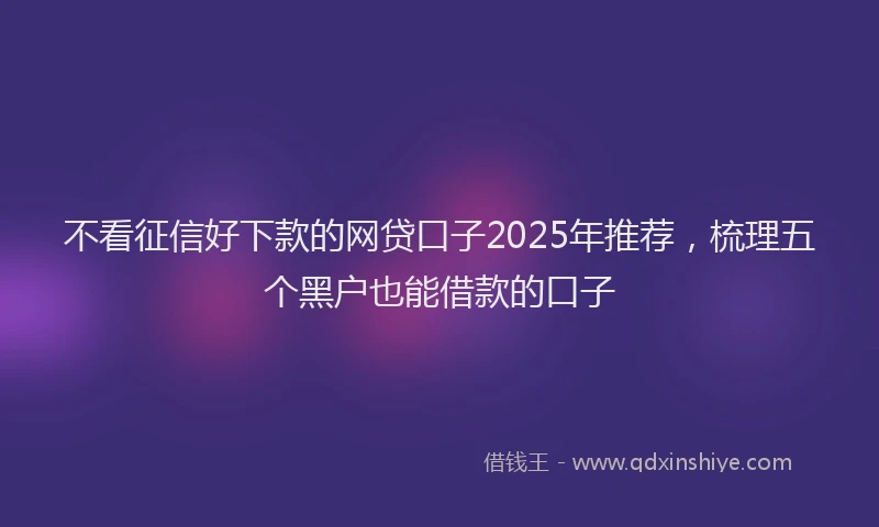 不看征信好下款的网贷口子2025年推荐，梳理五个黑户也能借款的口子