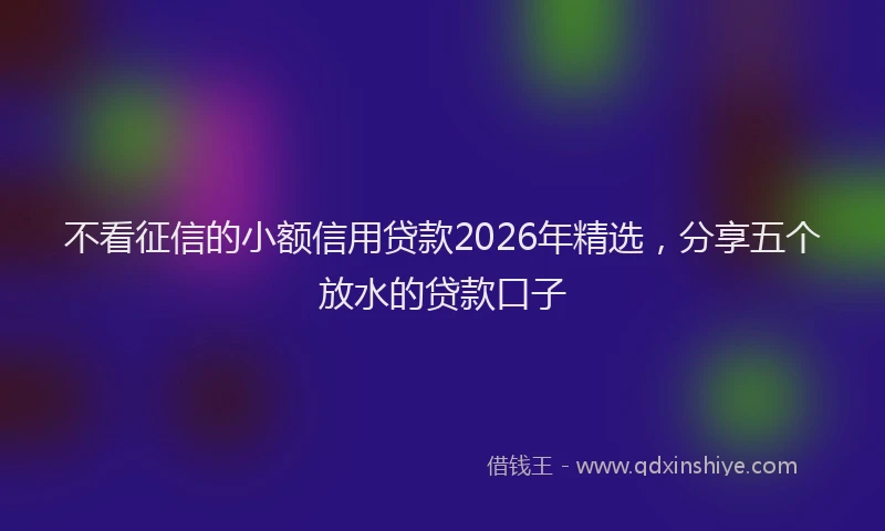 不看征信的小额信用贷款2026年精选，分享五个放水的贷款口子