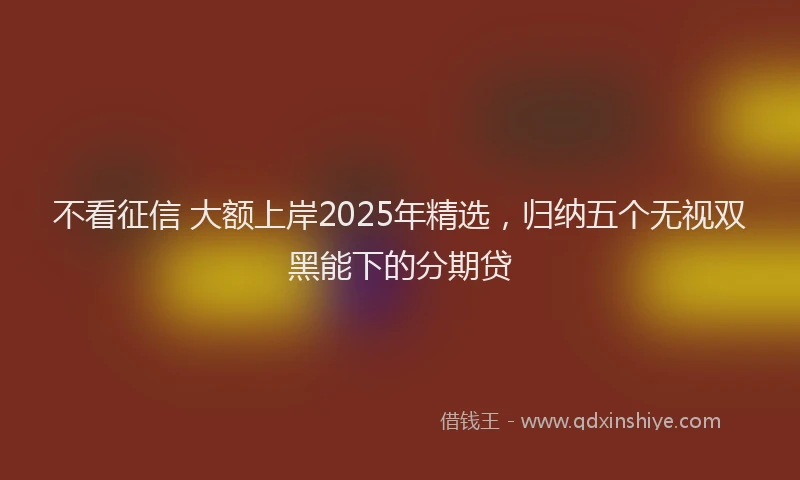 不看征信 大额上岸2025年精选,归纳五个无视双黑能下的分期贷