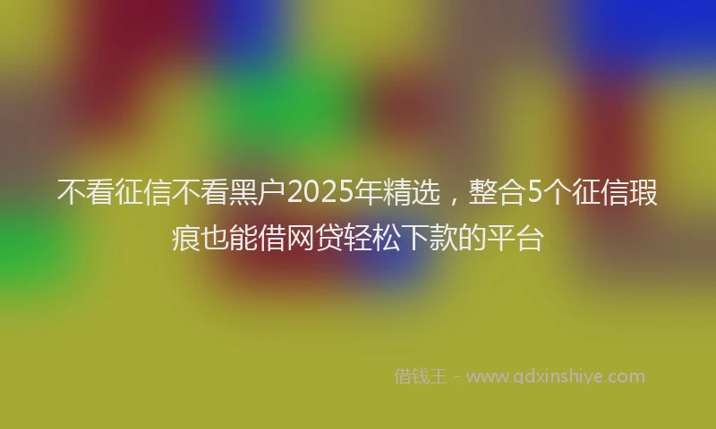 不看征信不看黑户2025年精选，整合5个征信瑕疵也能借网贷轻松下款的平台