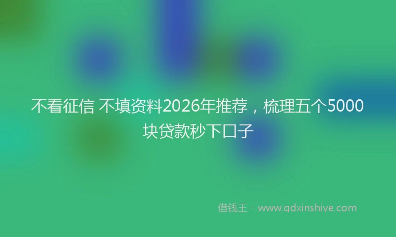 不看征信 不填资料2026年推荐，梳理五个5000块贷款秒下口子