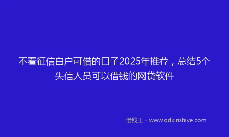 不看征信白户可借的口子2025年推荐，总结5个失信人员可以借钱的网贷软件