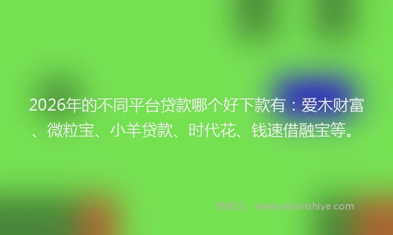 2026年的不同平台贷款哪个好下款有:爱木财富、微粒宝、小羊贷款、时代花、钱速借融宝等。