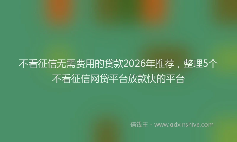 不看征信无需费用的贷款2026年推荐，整理5个不看征信网贷平台放款快的平台