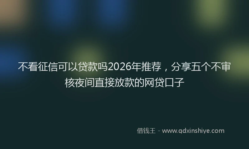 不看征信可以贷款吗2026年推荐，分享五个不审核夜间直接放款的网贷口子