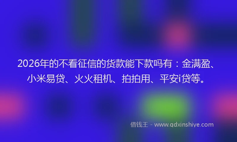 2026年的不看征信的货款能下款吗有:金满盈、小米易贷、火火租机、拍拍用、平安i贷等。