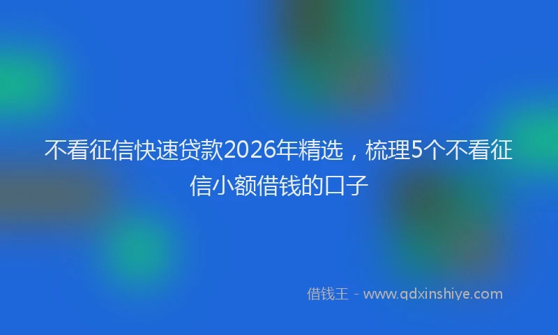 不看征信快速贷款2026年精选，梳理5个不看征信小额借钱的口子