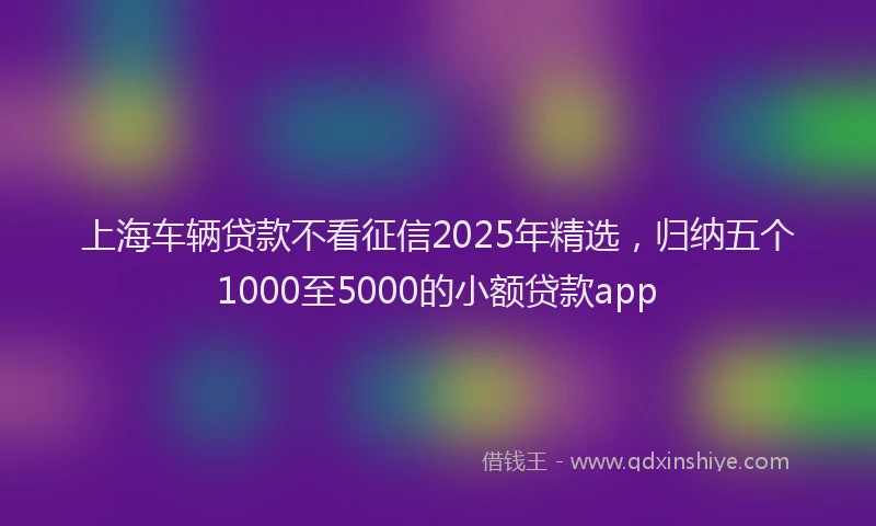 上海车辆贷款不看征信2025年精选,归纳五个1000至5000的小额贷款app