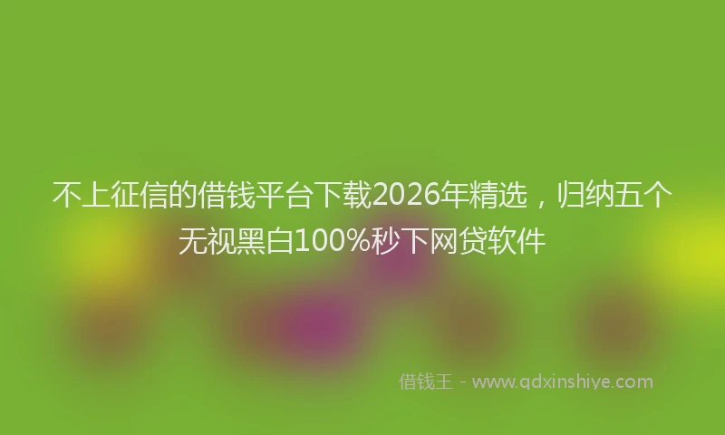 不上征信的借钱平台下载2026年精选，归纳五个无视黑白100%秒下网贷软件