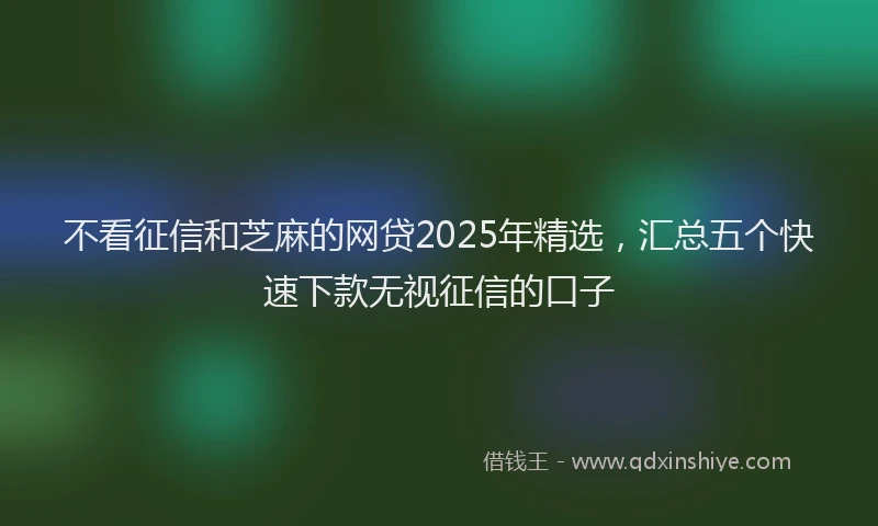 不看征信和芝麻的网贷2025年精选,汇总五个快速下款无视征信的口子