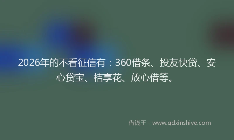 2026年的不看征信有：360借条、投友快贷、安心贷宝、桔享花、放心借等。