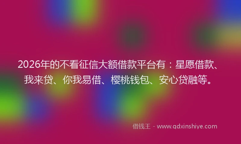 2026年的不看征信大额借款平台有：星愿借款、我来贷、你我易借、樱桃钱包、安心贷融等。