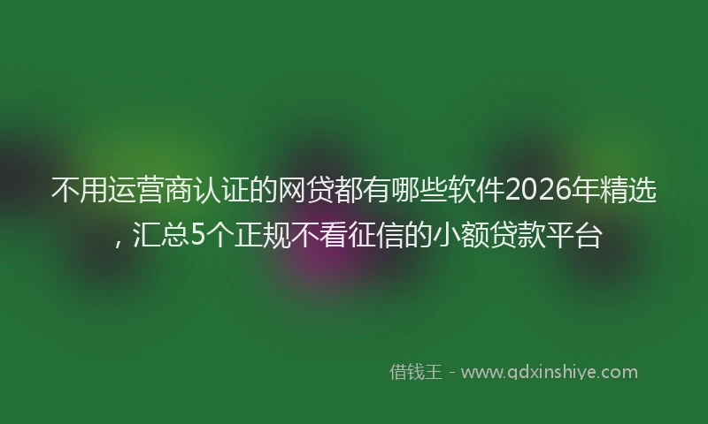 不用运营商认证的网贷都有哪些软件2026年精选，汇总5个正规不看征信的小额贷款平台