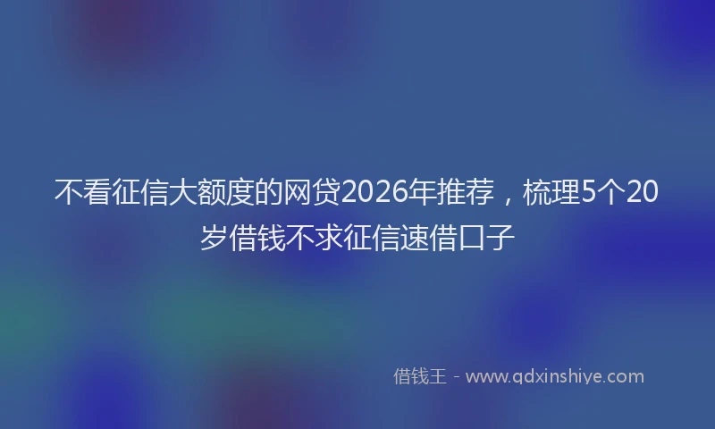不看征信大额度的网贷2026年推荐，梳理5个20岁借钱不求征信速借口子