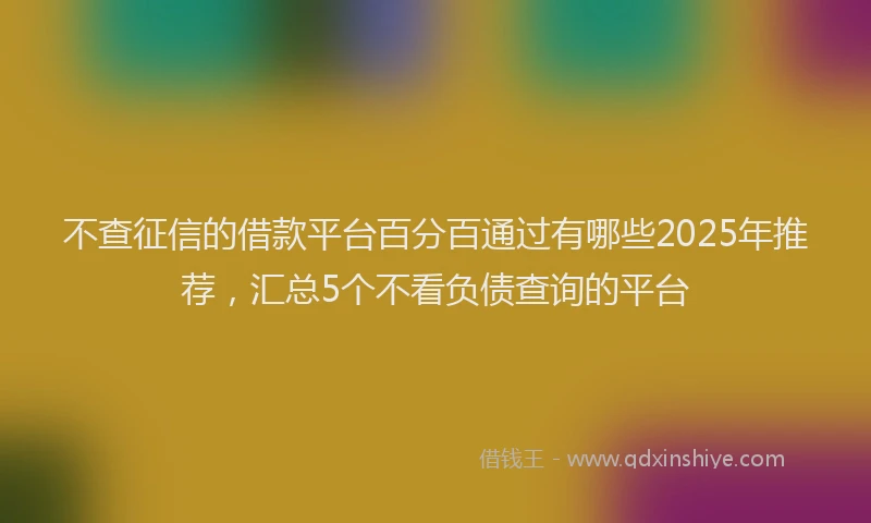 不查征信的借款平台百分百通过有哪些2025年推荐,汇总5个不看负债查询的平台