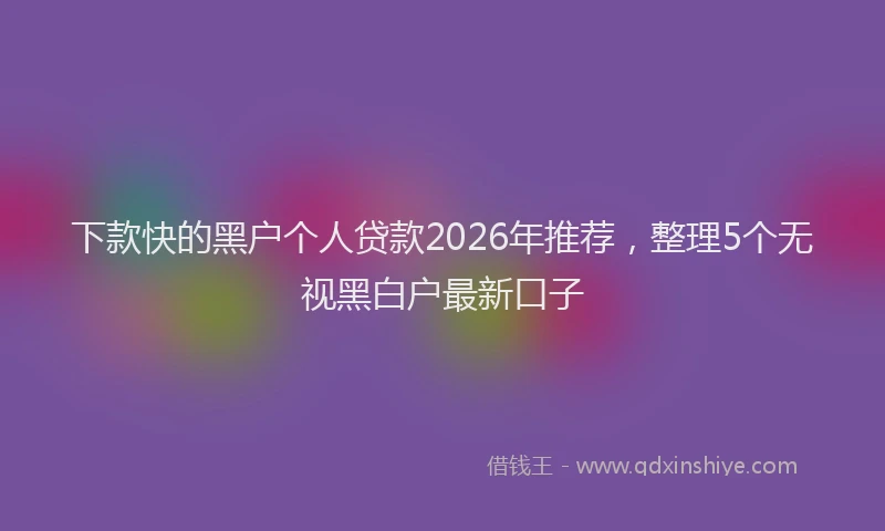 下款快的黑户个人贷款2026年推荐,整理5个无视黑白户最新口子