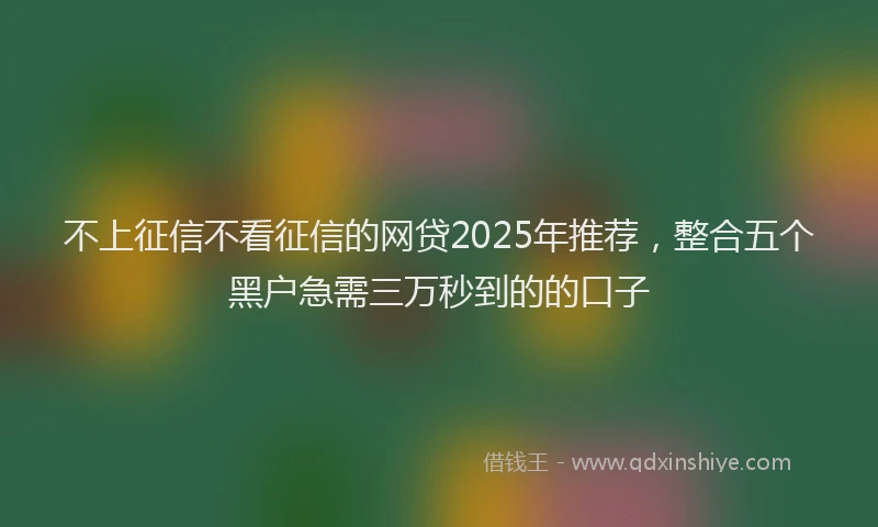 不上征信不看征信的网贷2025年推荐，整合五个黑户急需三万秒到的的口子