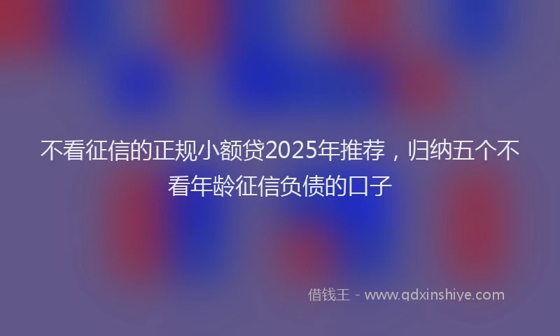 不看征信的正规小额贷2025年推荐，归纳五个不看年龄征信负债的口子