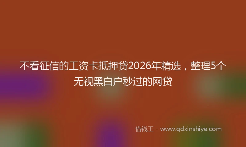 不看征信的工资卡抵押贷2026年精选，整理5个无视黑白户秒过的网贷