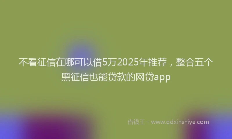 不看征信在哪可以借5万2025年推荐，整合五个黑征信也能贷款的网贷app
