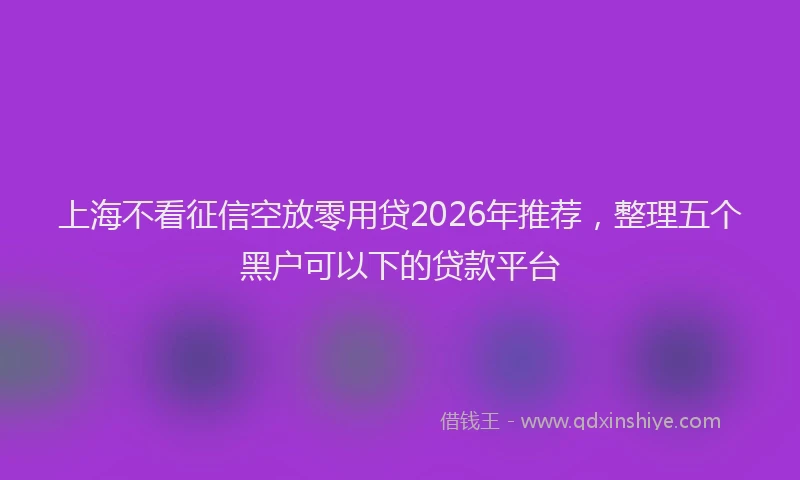 上海不看征信空放零用贷2026年推荐，整理五个黑户可以下的贷款平台