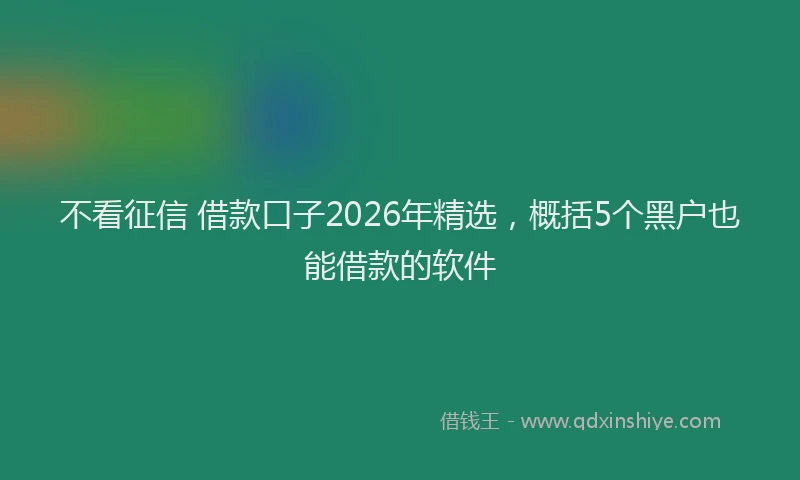 不看征信 借款口子2026年精选，概括5个黑户也能借款的软件