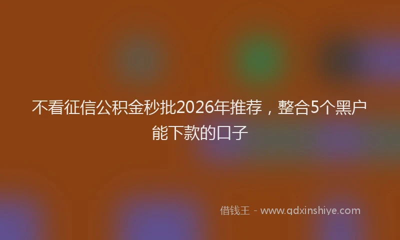 不看征信公积金秒批2026年推荐，整合5个黑户能下款的口子