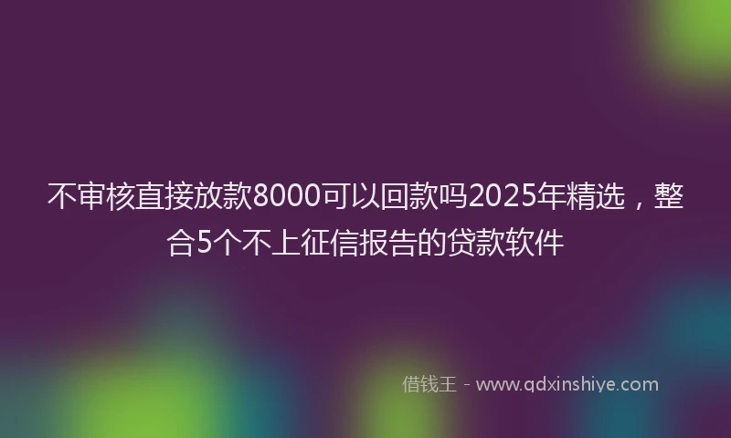 不审核直接放款8000可以回款吗2025年精选，整合5个不上征信报告的贷款软件