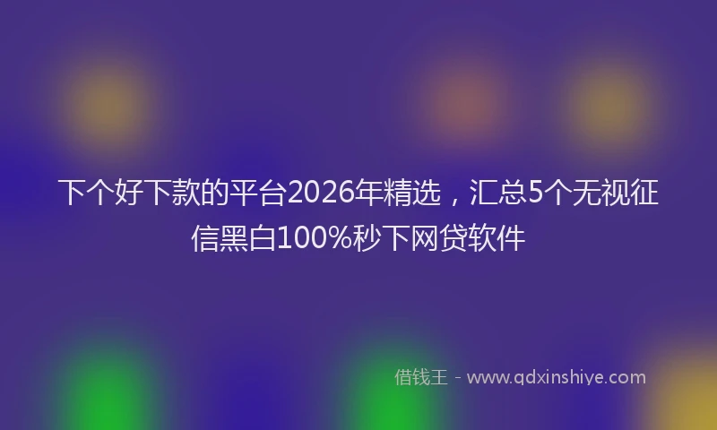 下个好下款的平台2026年精选，汇总5个无视征信黑白100%秒下网贷软件