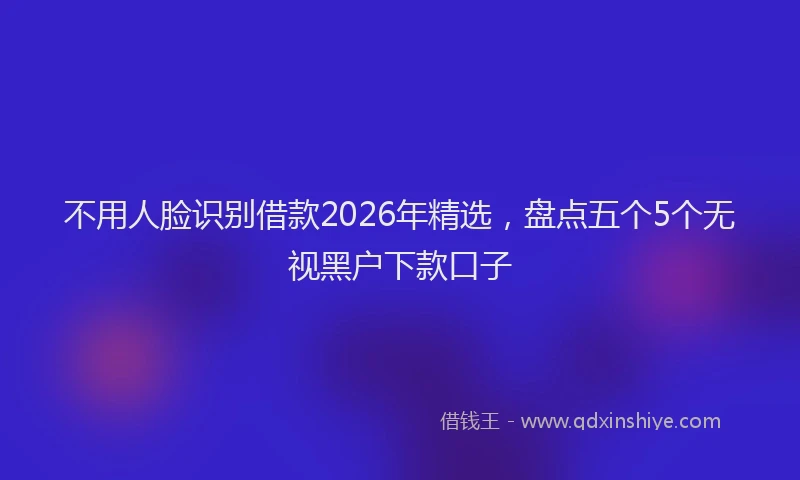 不用人脸识别借款2026年精选，盘点五个5个无视黑户下款口子