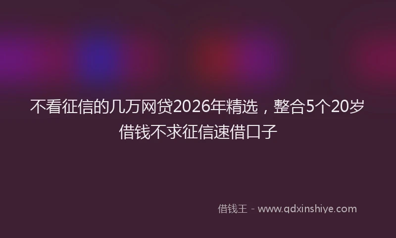 不看征信的几万网贷2026年精选，整合5个20岁借钱不求征信速借口子
