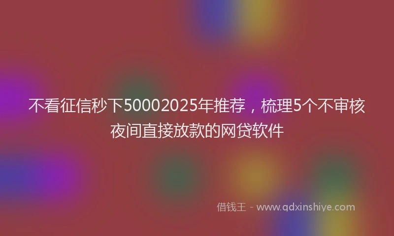 不看征信秒下50002025年推荐，梳理5个不审核夜间直接放款的网贷软件