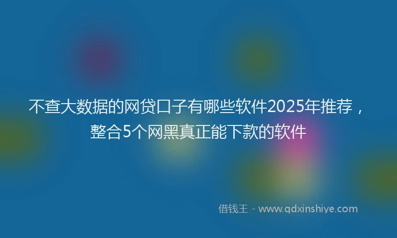 不查大数据的网贷口子有哪些软件2025年推荐，整合5个网黑真正能下款的软件