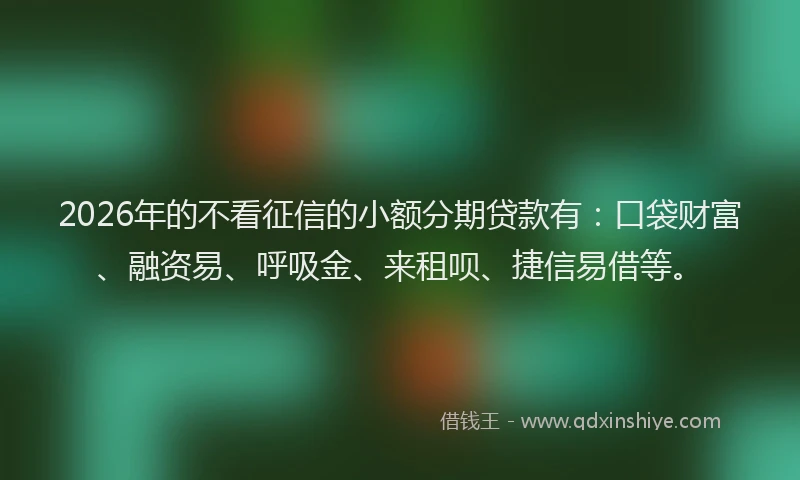 2026年的不看征信的小额分期贷款有：口袋财富、融资易、呼吸金、来租呗、捷信易借等。