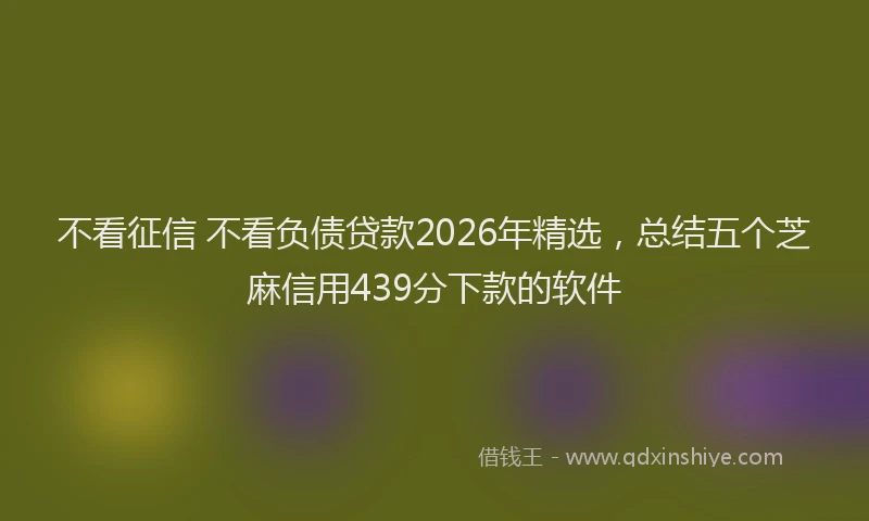 不看征信 不看负债贷款2026年精选，总结五个芝麻信用439分下款的软件