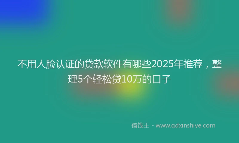 不用人脸认证的贷款软件有哪些2025年推荐,整理5个轻松贷10万的口子