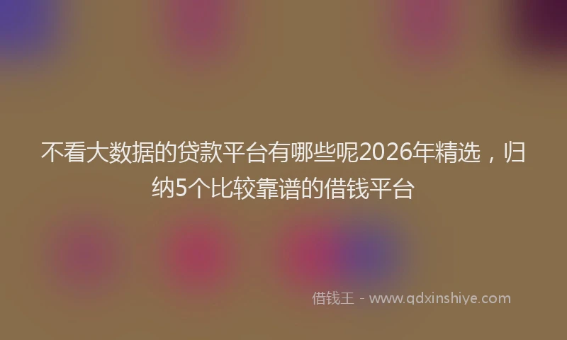 不看大数据的贷款平台有哪些呢2026年精选，归纳5个比较靠谱的借钱平台