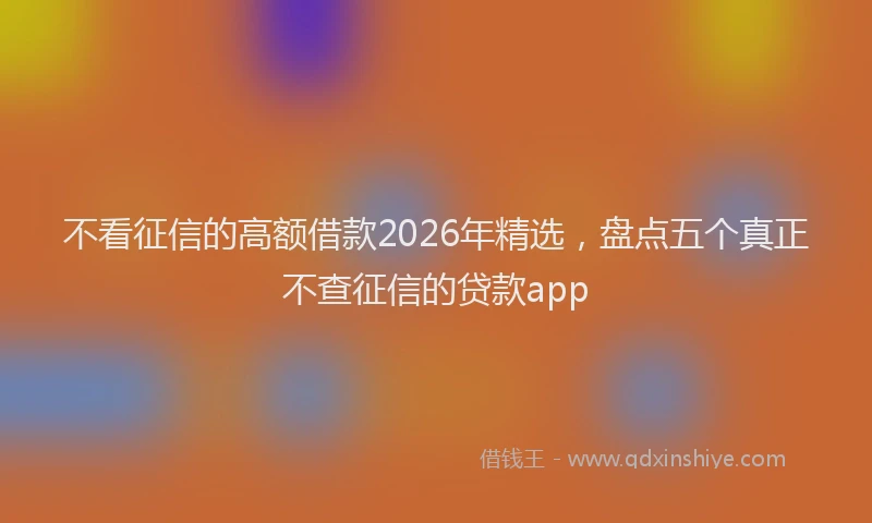 不看征信的高额借款2026年精选，盘点五个真正不查征信的贷款app