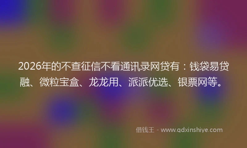 2026年的不查征信不看通讯录网贷有：钱袋易贷融、微粒宝盒、龙龙用、派派优选、银票网等。
