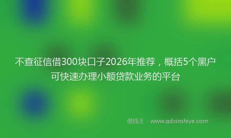 不查征信借300块口子2026年推荐，概括5个黑户可快速办理小额贷款业务的平台