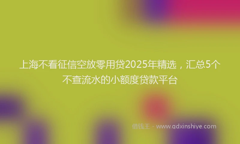 上海不看征信空放零用贷2025年精选，汇总5个不查流水的小额度贷款平台
