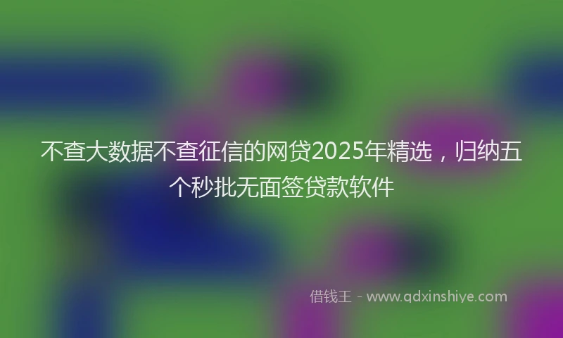 不查大数据不查征信的网贷2025年精选，归纳五个秒批无面签贷款软件