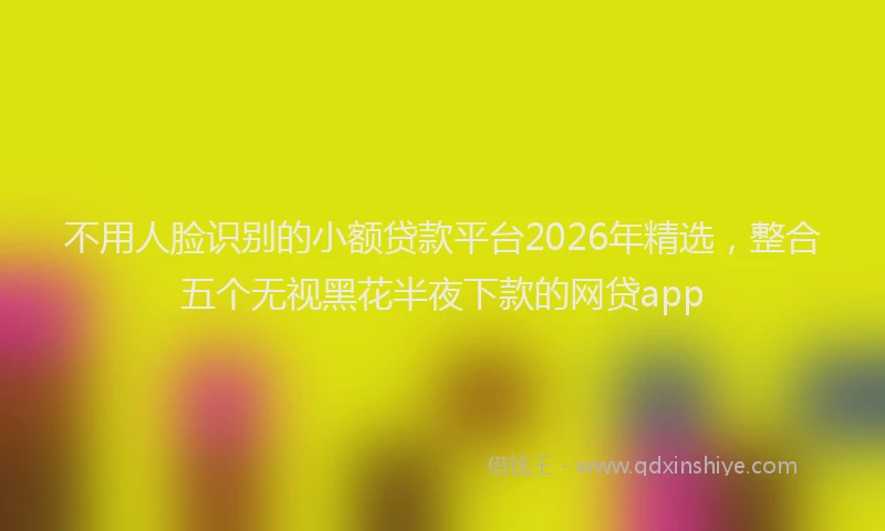 不用人脸识别的小额贷款平台2026年精选，整合五个无视黑花半夜下款的网贷app
